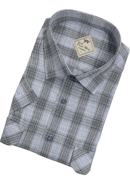 Linen Keten Klasik Kısa Kollu Iki Cepli Kapaklı Mavi Baba Gömleği (Regular Kalıp) fiyatları