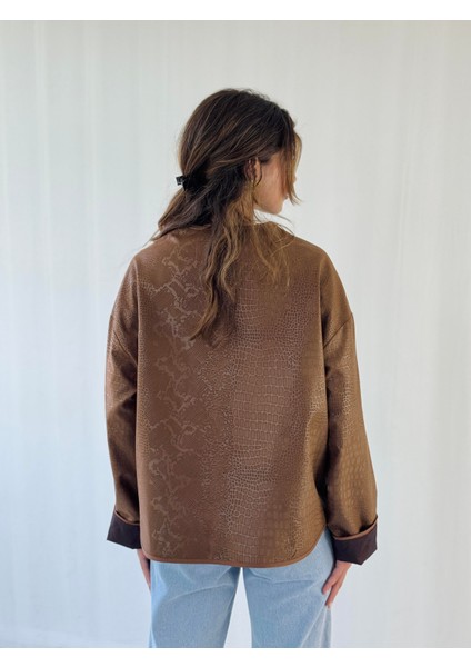 Tasarım Mevsimlik Ince Suni Deri Ceket Kadın Kahverengi fırsatları