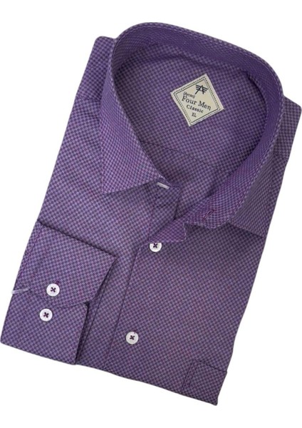 Linen Keten Klasik Uzun Kollu Terletmeyen Mor Erkek Gömlek (Regular Kalıp) fiyatları