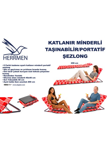 3 Minderli Portatif Şezlong - Çantalı