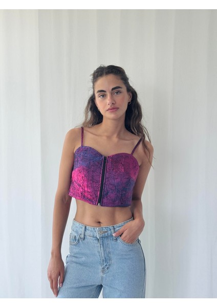 Tasarım Önden Fermuarlı Büstiyer Kadın Fuşya fırsatları