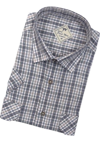 Linen Keten Klasik Kısa Kollu Iki Cepli Kapaklı Beyaz Baba Gömleği (Regular Kalıp) fiyatları