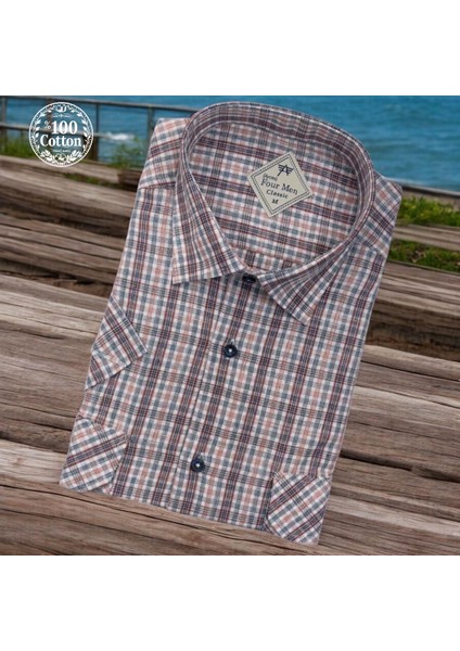 Linen Keten Klasik %100 Cotton Kısa Kollu Terletmeyen Iki Cepli Kapaklı Beyaz Gömlek (Regular Kalıp)