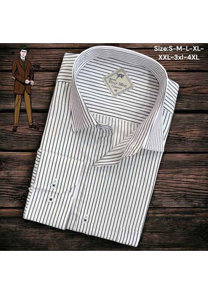 Linen Keten Klasik %100 Cotton Uzun Kollu Terletmeyen Tek Cepli Kapaklı Beyaz Gömlek (Regular Kalıp)