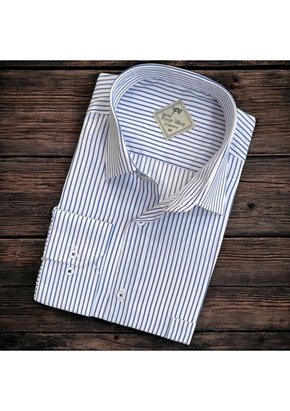 Linen Keten Klasik Uzun Kollu Terletmeyen Mavi Erkek Gömlek (Regular Kalıp)