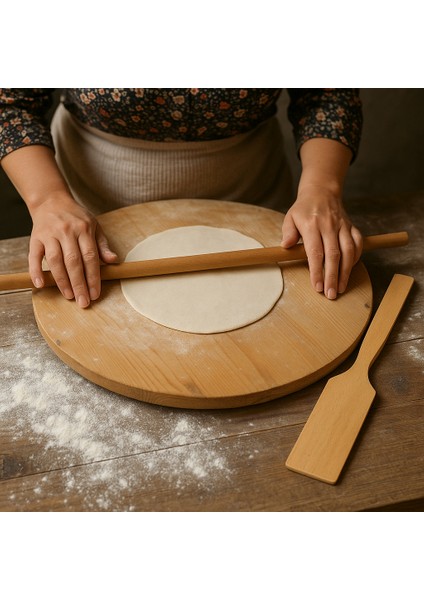 Ahşap Kayın Yufka Çevirgeç 45 cm