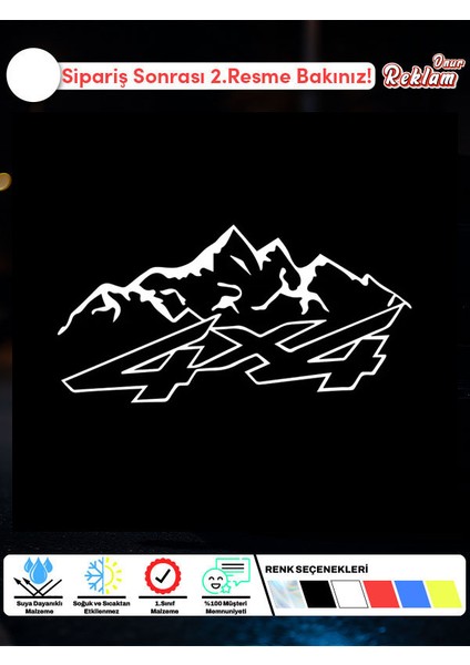 4x4 Dağ Silueti Sticker – Off-Road Araba Stickerı
