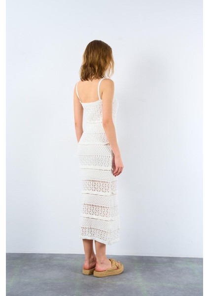 Ajurlu Astarlı Elbise - Ekru Ekru-Std indirimleri