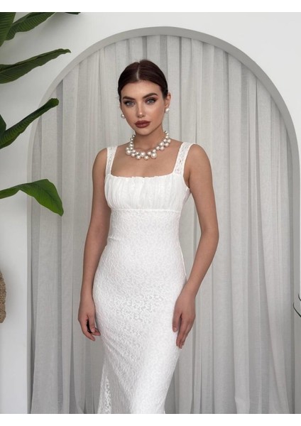 Dagı Balık Elbise M-Beyaz