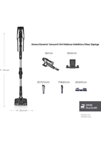 Dynamic Vacuumx 3 In 1 Kablosuz Islak / Kuru Dikey Süpürge fiyatları