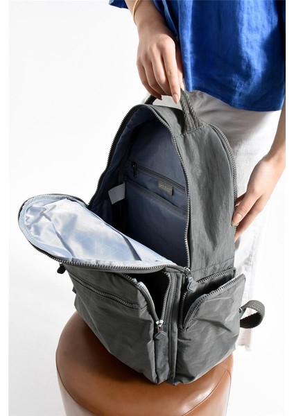 Bolsas 1094 Su Geçirmez Ithal Krinkıl Kumaş Laptop Bölmeli Okul ve Günlük Sırt Çantası Gri modelleri