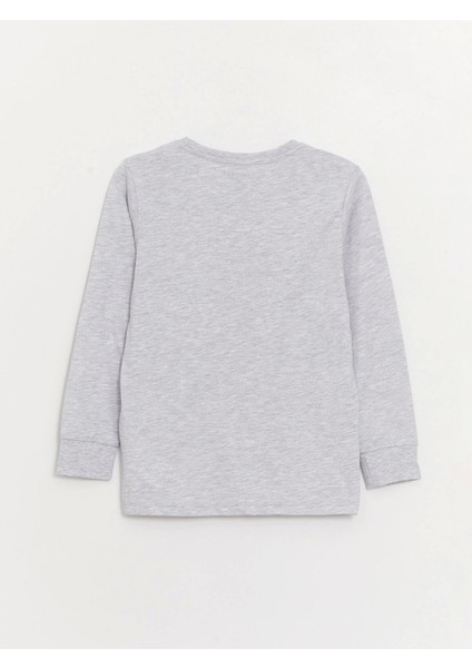 Lcw Kids Gri Bisiklet Yaka Baskılı Uzun Kollu Erkek Çocuk Pijama Takımı modelleri