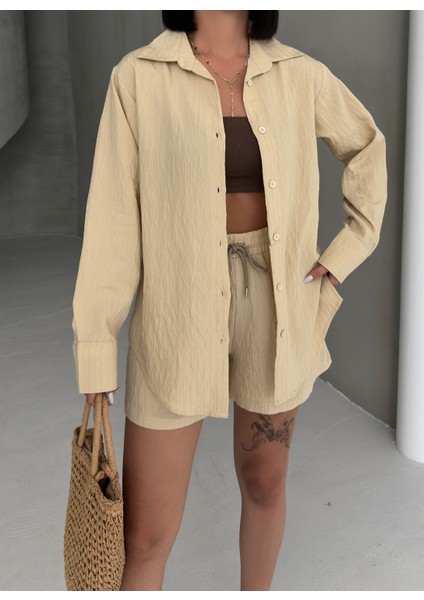 Kadın Keten Gömlek ve Şort Ikili Takım modelleri