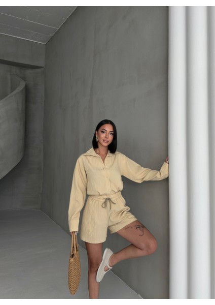 Kadın Keten Gömlek ve Şort Ikili Takım fırsatları