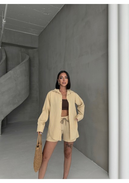 Kadın Keten Gömlek ve Şort Ikili Takım indirimleri