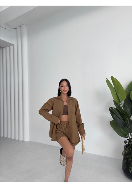 Kadın Keten Gömlek ve Şort Ikili Takım fırsatları