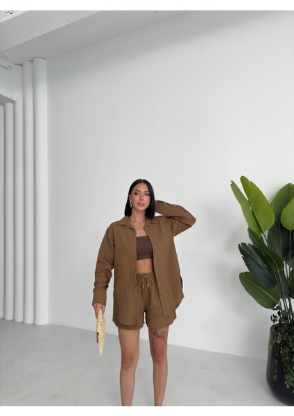 Kadın Keten Gömlek ve Şort Ikili Takım indirimleri