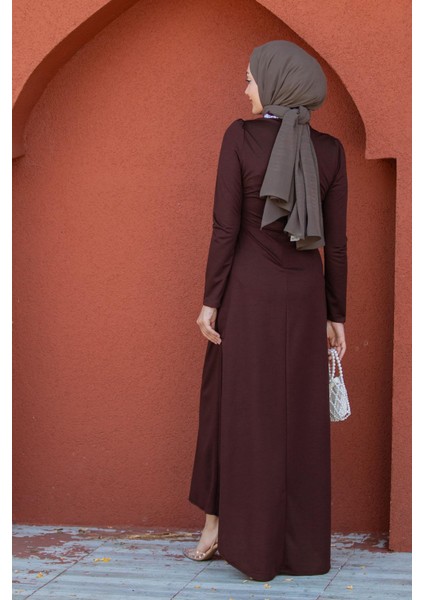 Lins Taş Detaylı Özel Gün Elbise-Kahve modelleri