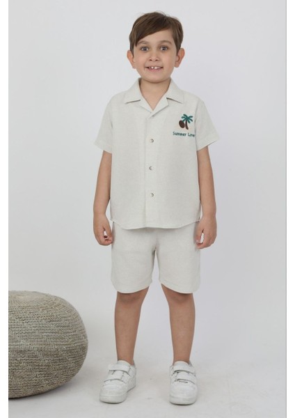 Erkek Keten Şortlu Takım