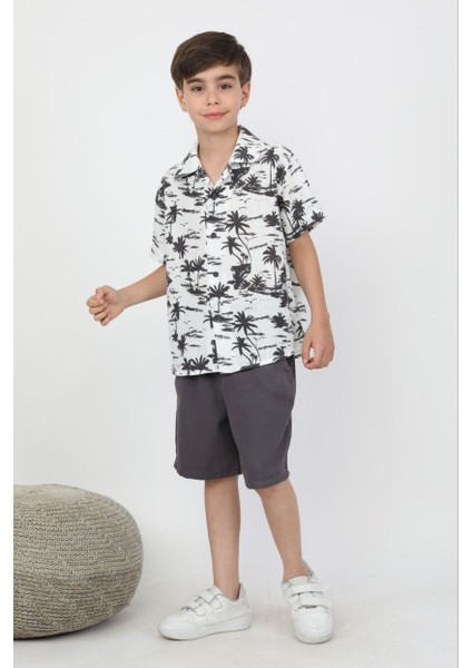 Erkek Keten Gömlekli Şortlu Takım