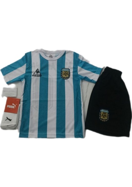 Arjantin Nostalji Maradona Cocuk Forması 4 Lu Set Sort Corap Bileklik Hediye. 3-45-6 7-8 9-10 11-12 13-14 Yaslar modelleri