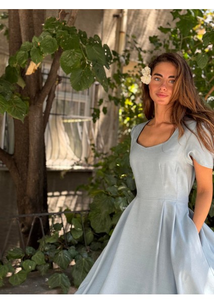 Tasarım Matilda Uzun Elbise Kadın Kül Mavi fiyatları