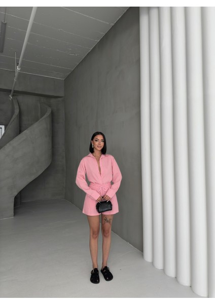 Kadın Keten Gömlek ve Şort Ikili Takım