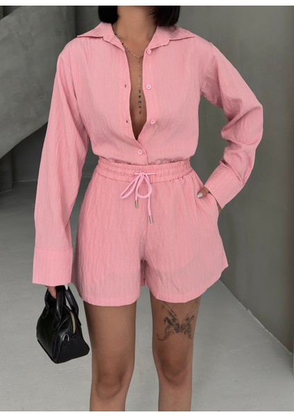 Kadın Keten Gömlek ve Şort Ikili Takım modelleri