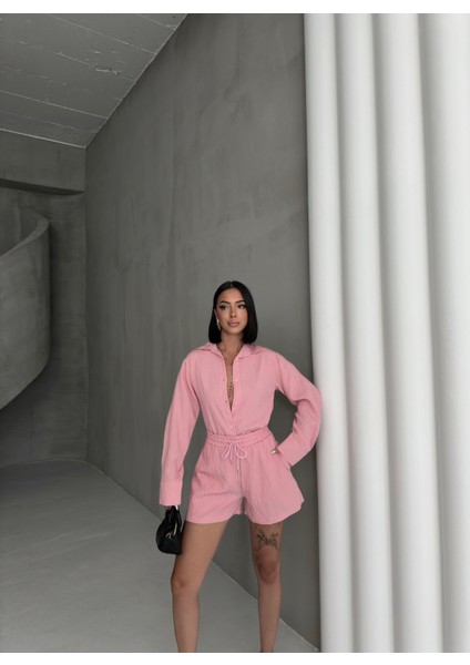 Kadın Keten Gömlek ve Şort Ikili Takım indirimleri