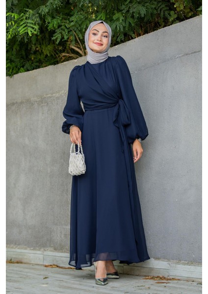 Narin Mat Şifon Tesettür Abiye-Laci fırsatları