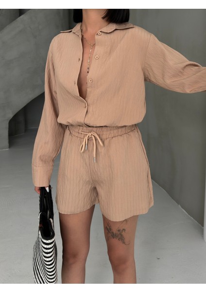Kadın Keten Gömlek ve Şort Ikili Takım modelleri