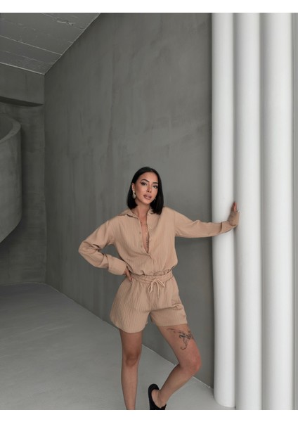 Kadın Keten Gömlek ve Şort Ikili Takım fırsatları