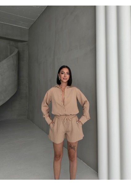 Kadın Keten Gömlek ve Şort Ikili Takım indirimleri