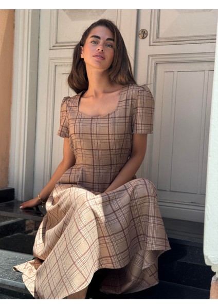 Tasarım Matilda Uzun Elbise Kadın Kızıl Kahve