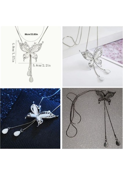 Elegant Dıamond Butterfly Zincirli Gece Işıltı Pırlanta Kelebek Kolye indirimleri