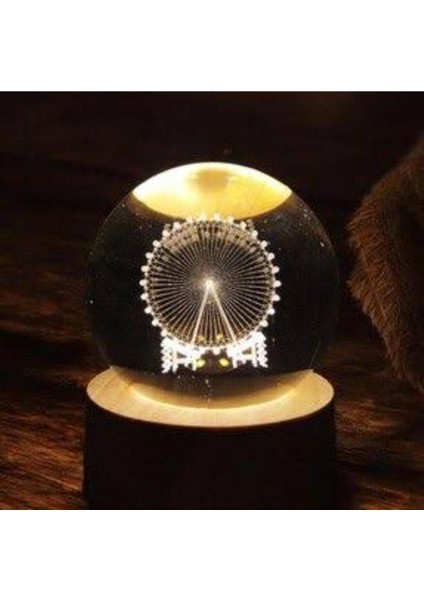 Gece Lambası Ahşap Altlıklı Işıklı Cam Küre Güneş Sistemi Temalı, Işıklı Güneş Sistemi Küre, Dekoratif Aydınlatma