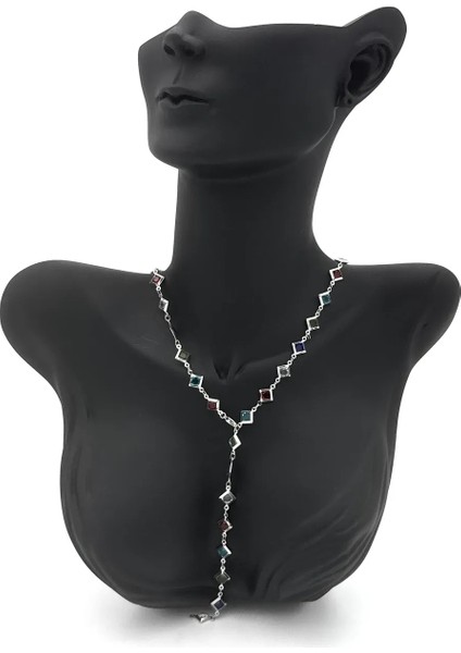 Gümüş Kararmaz Çok Renkli (Stainless Steel) Y Çelik Kolye