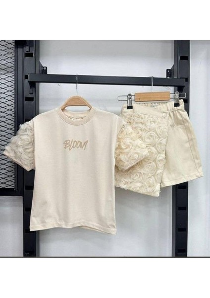 Kız Gül Detaylı Şort Etekli Takım fiyatları