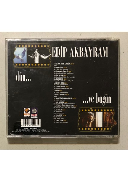 Edip Akbrayam Dün ve Bugün CD (Orijinal 1998 Dönem Baskı Cd) fiyatları