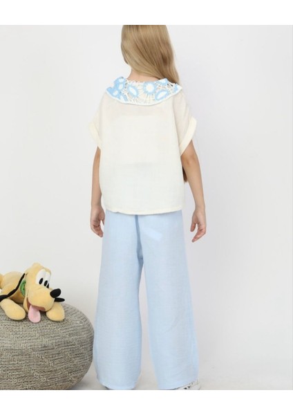 Kız Yakalı Müslin Kumaş Gömlekli Pantolonlu Takım fiyatları