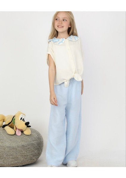 Kız Yakalı Müslin Kumaş Gömlekli Pantolonlu Takım modelleri