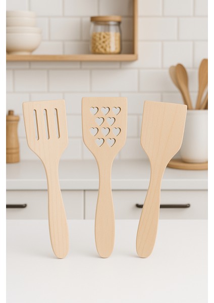 Ahşap Kayın Spatula 3 Lü Set