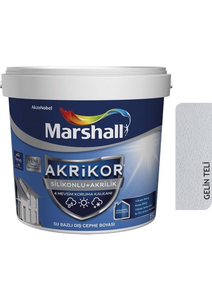 Akrikor Silikonlu + Akrilik Dış Cephe Boyası 15 Lt Gelin Teli