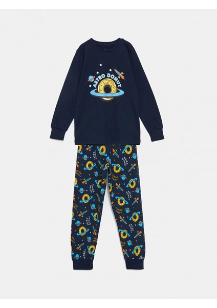 Lcw Kids Lacivert Bisiklet Yaka Erkek Çocuk Pijama Takımı