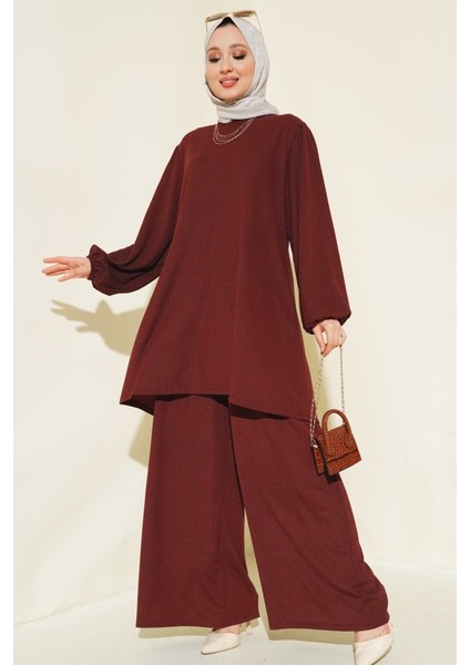 Tunik Pantolon Alt Üst Takım 6663 - Bordo