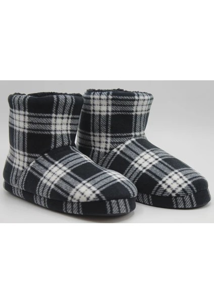 Polar Ekose Baskılı, Içi Peluş, Kalın ve Kaydırmaz Taban Erkek Ev Pandufu Botu