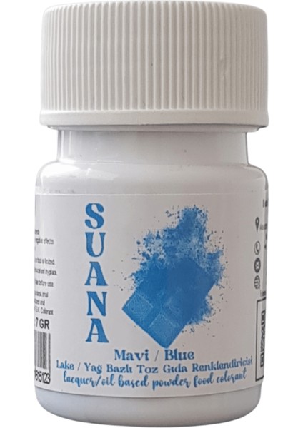 Mavi Lake/Yağ Bazlı Toz Gıda Boyası - Çikolata Boyası 7 gr