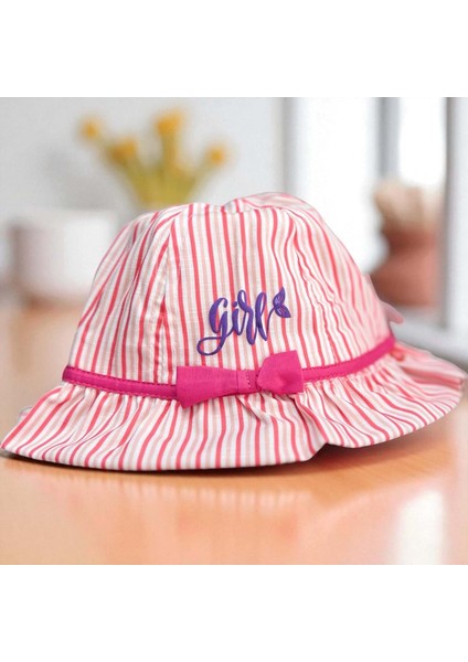 4/8 Yaş Kız Çizgili Fötr ŞAPKA-52CM Pembe