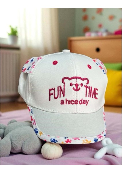 1/3 Yaş Fun Tıme Kız Çocuk Kep (48-50 Cm) Beyaz