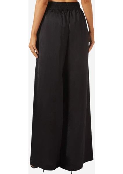 Siyah Viskon Karışımlı Bol Paça Pantolon modelleri